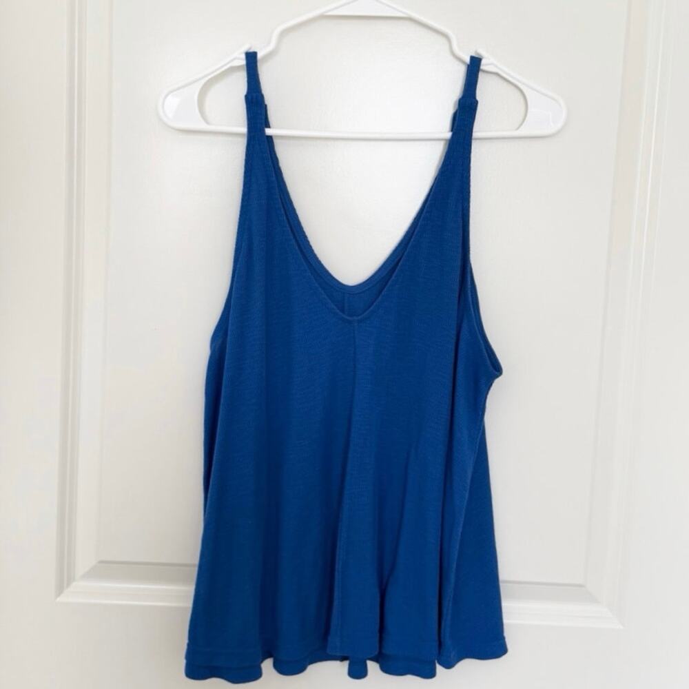 Free People Intimately Free Ribbed Swing Tank Top Blue Medium
